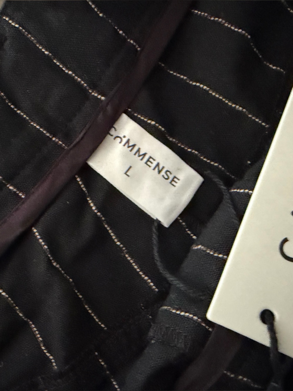 Commense Black Pinstripe High-Waist Wide-Leg Pants with Gold Buttons - Picture 3 of 3